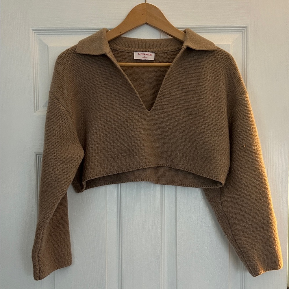 Butter Melon Cropped Sweater